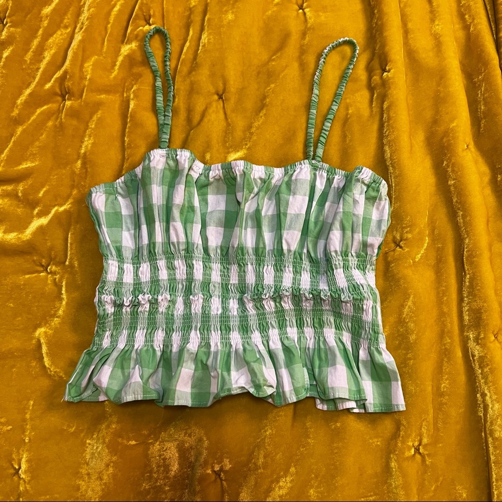 Green Gingham Tank